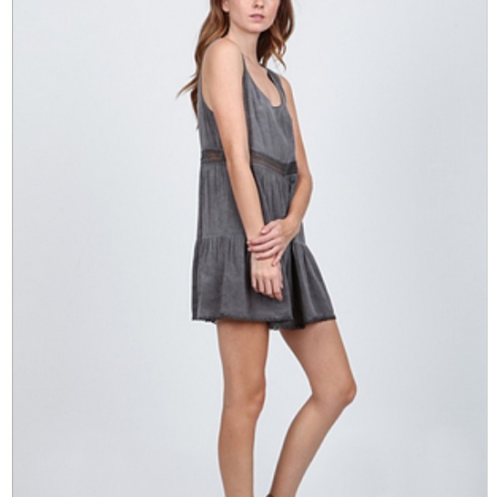 En Creme Washed Grey Dress Sleeveless Cutout xs
